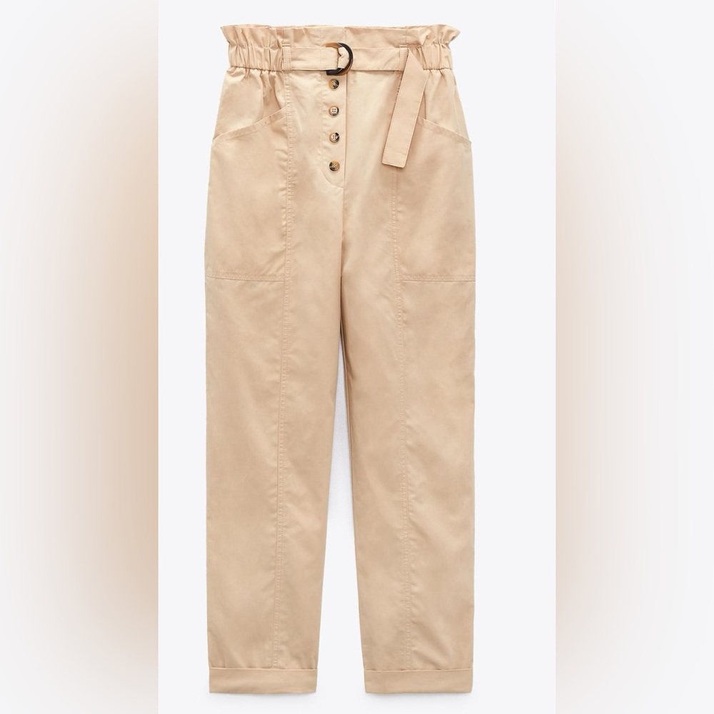 Zara Women's Tan Paperbag Waist Pants